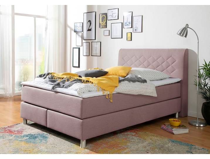 Boxspringbett, 100% Polyester, Rosa, 140×200 cm, Inklusive Topper, Modern, Inosign