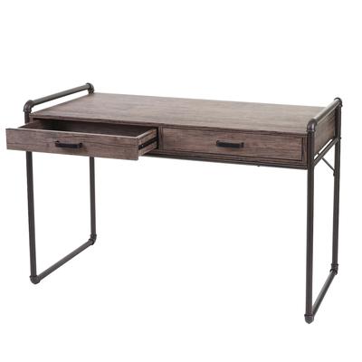 Mendler Schreibtisch HWC-F58, Bürotisch Computertisch, Industriedesign 75x120x60cm 3D-Struktur ~ braun Wildeiche-Optik