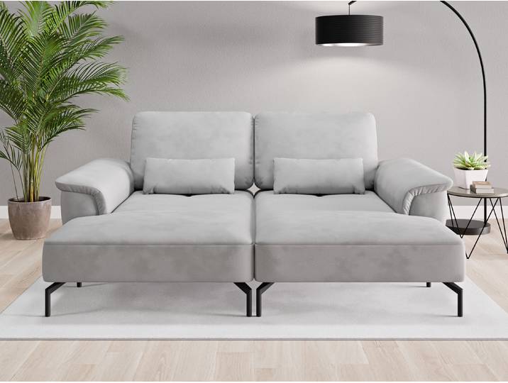 Loveseat Tokio - Grau (Achatgrau) - Vintage Velours