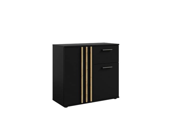 KOMMODE TECTONIC 80/72,7/35cm mit 1 Schubladen 2 Türen Schwarz