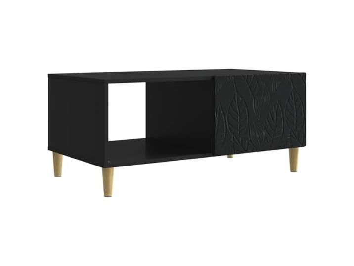 LKJephalotrope Couchtisch Schwarz 90x50x40 cm aus Holzwerkstoff Moderner Beistelltisch fürs Wohnzimmer mit Ablagefach und stabilen Holzbeinen aus Eukalyptus für Zeitschriften.