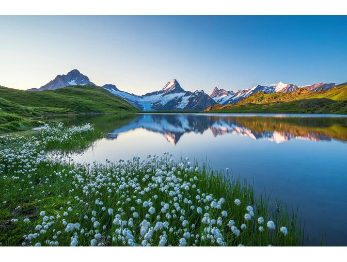 Fototapete PAPERMOON LANDSCHAFT-GEBIRGE BERGE SEE ALPEN BLUMEN NATUR TAPETE , bunt, B:2m L:1,49m, Vlies, Tapeten, Fototapete