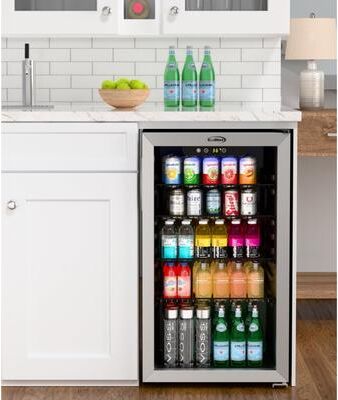 KoolMore 18 in. 3.2 Cu. Ft. Beverage Refrigerator with Stainless Steel Trim and Touch Panel - N/A