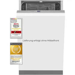Exquisit Geschirrspüler EGSP2109-E-030E silber | Spülmaschine 45 cm | ECO-Modus | Maßgedecke: 9 | Vollintegriert