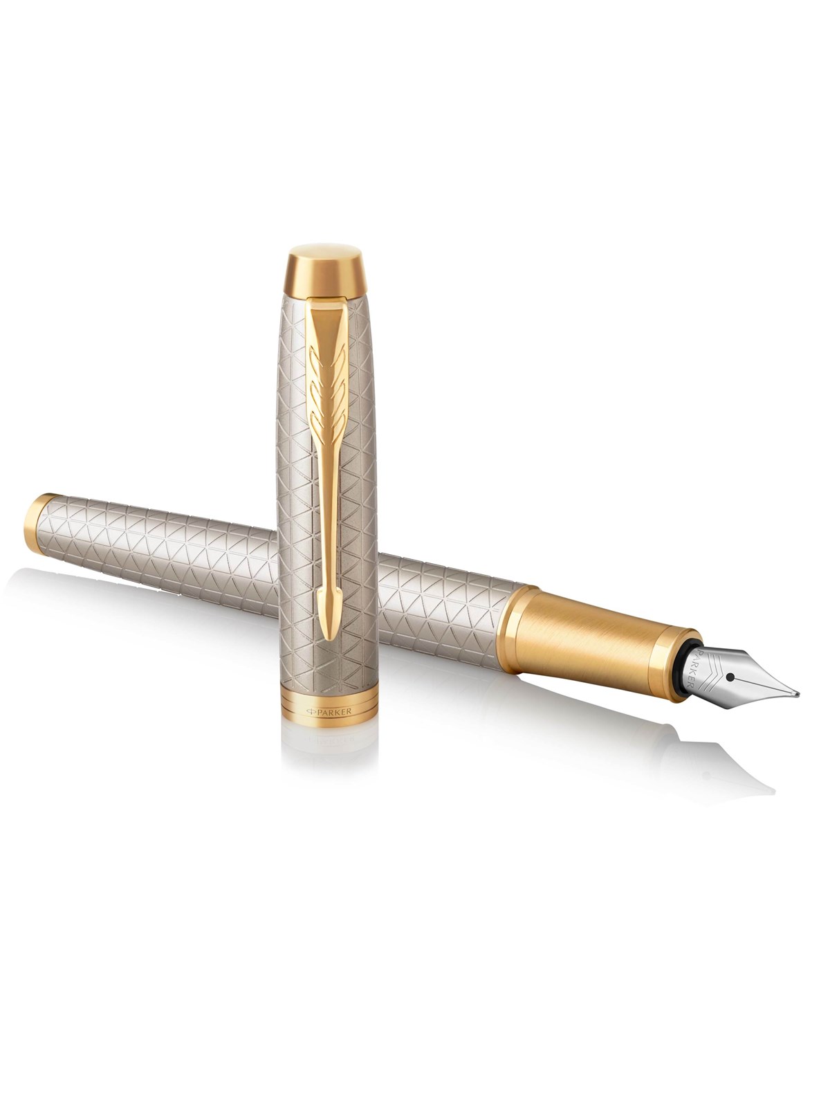 Parker IM Füller | Premium Warm Silver | Füllfederhalter mit feiner Feder | blaue Tinte | Geschenkbox