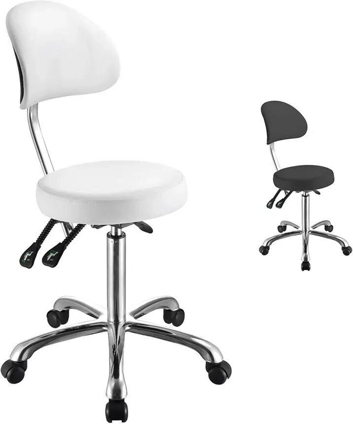 Weelko SGABELLO CON SCHIENALE PER ESTETISTA MANICURE CENTRI ESTETICI COMFORT GRIGIO