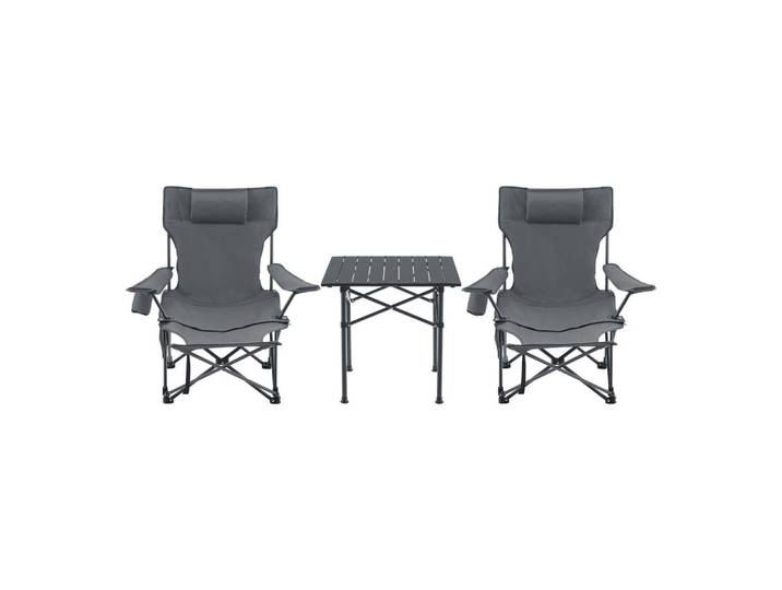 casa.pro Gartenmöbel-Set 3 Tlg. Bellante, Grau, Textil, Metall, 3-teilig, Gartenmöbel, Gartengarnituren, Gartenmöbel-Set
