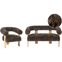 SOFA-SET Webpelz Dunkelbraun/Hellbraun Ilbro