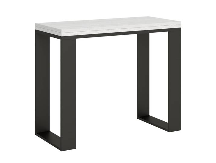 Console extensible portefeuille effet bois frêne blanc 90x45/90 cm