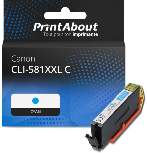PrintAbout Cartouche compatible Canon CLI-581XXL C - Cyan - Très grande capacité Cyan
