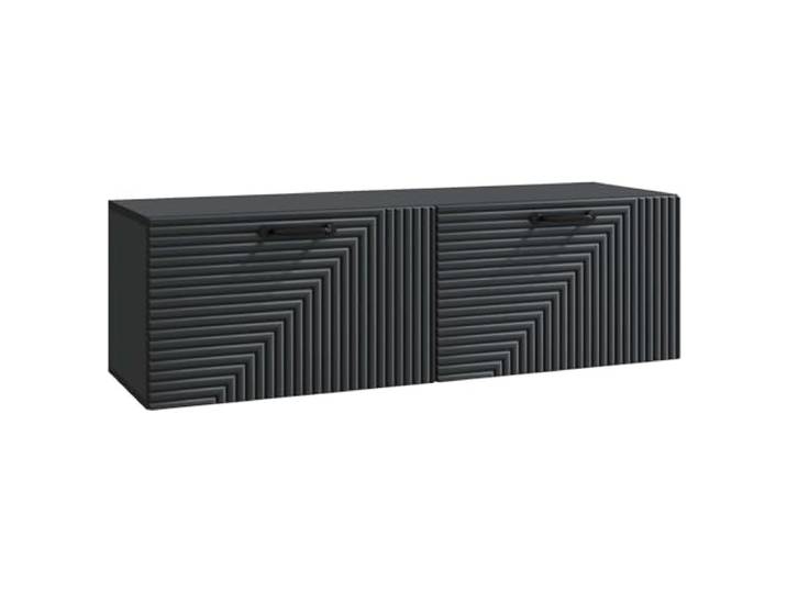 Favemtsl TV-Schrank Wandmontiert Schwarz 98x31x30 cm Lowboard Platzsparendes schwebendes Lowboard für Schlafzimmer und Wohnzimmer mit 90-Grad Schwenktüren und viel Stauraum.