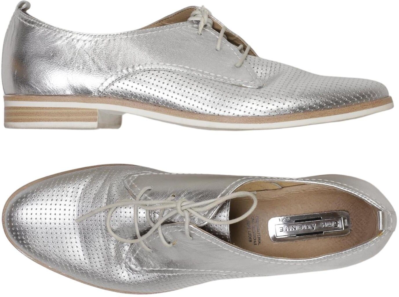 5th Avenue Damen Halbschuh, Silber, Gr. EU 38, Leder - Second Hand