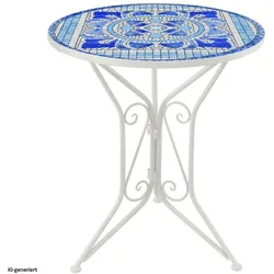 HTI-Living, Gartentisch + Balkontisch, Gartentisch Metall Creme Santorin (55 x 68 cm)