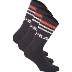 FILA Unisex Socken 3 Paar - Street, Sport, Lifestyle, Socks Set, Stripes, 35-46 Marine / 43-46 (9-11 UK)