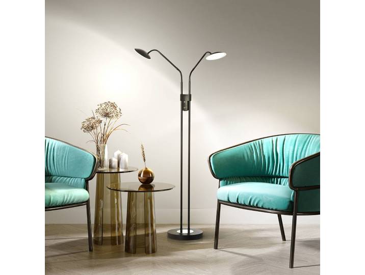 FISCHER & HONSEL Stehlampe Tallri, dimmbar, schwarz, für Wohn- / Esszimmer, Metall, Modern, Stehlampe