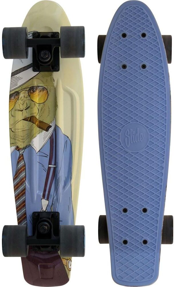 Skateboard "Slide Cruiser Hipster Monkey 22", blau, grün, Skateboards, Skateboard blau, grün Einheitsgröße
