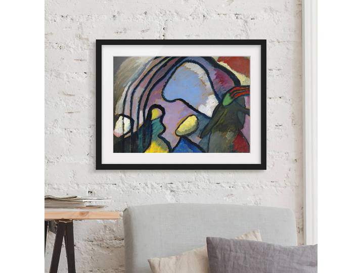 Tableau Kandinsky, Improvisation II Papier Cadre : placage en bois véritable Pin Bleu 100 x 70cm
