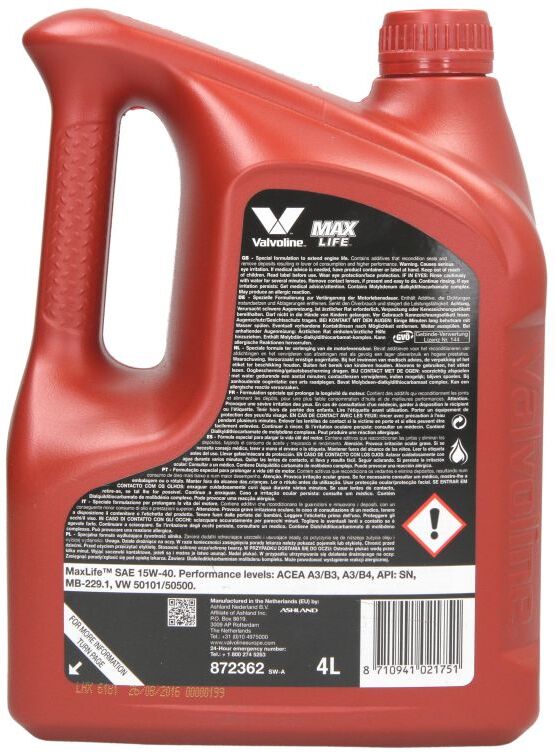 Motoröl VALVOLINE 908752 Maxlife 15W40 4L