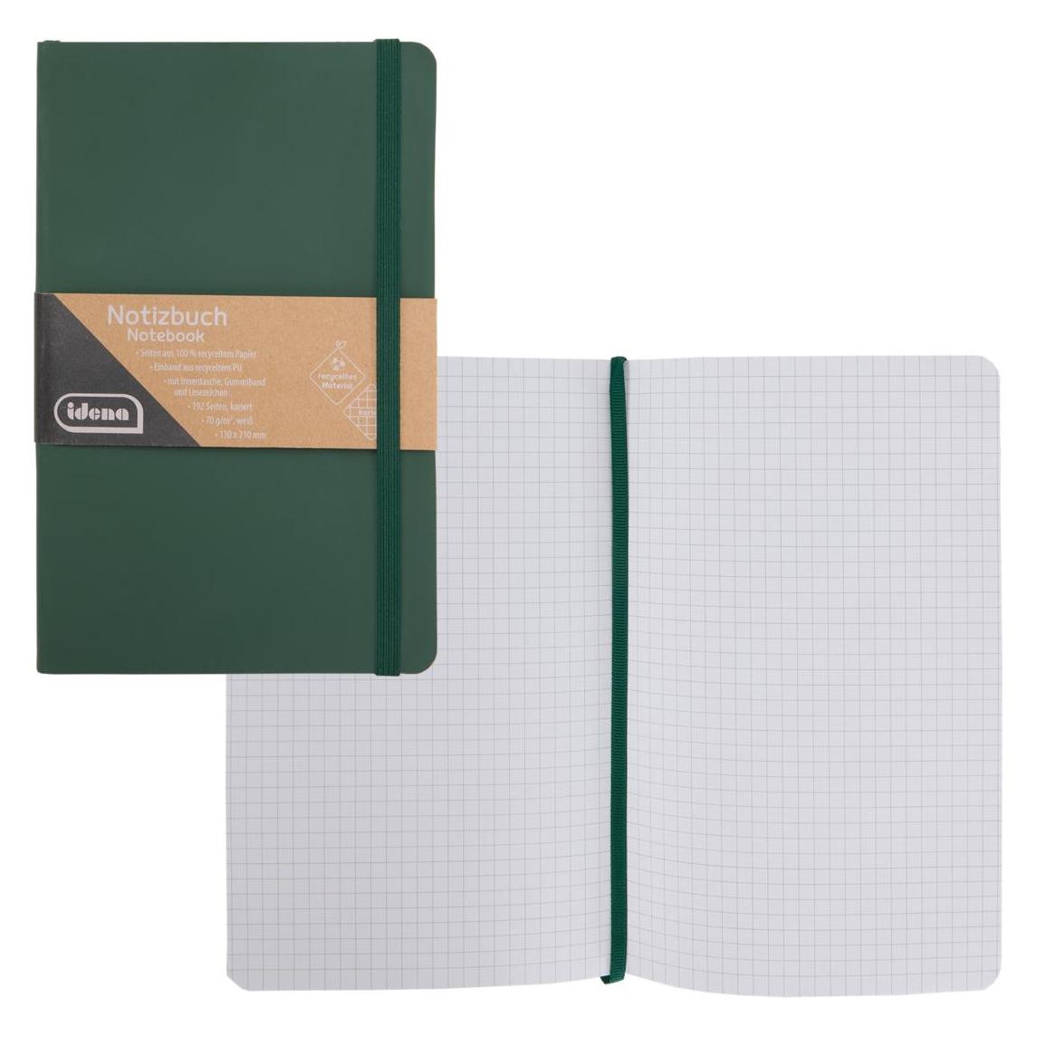 Idena Notizbuch Eco dunkelgrün (A7, Kariert, Harter Einband) (52287776)