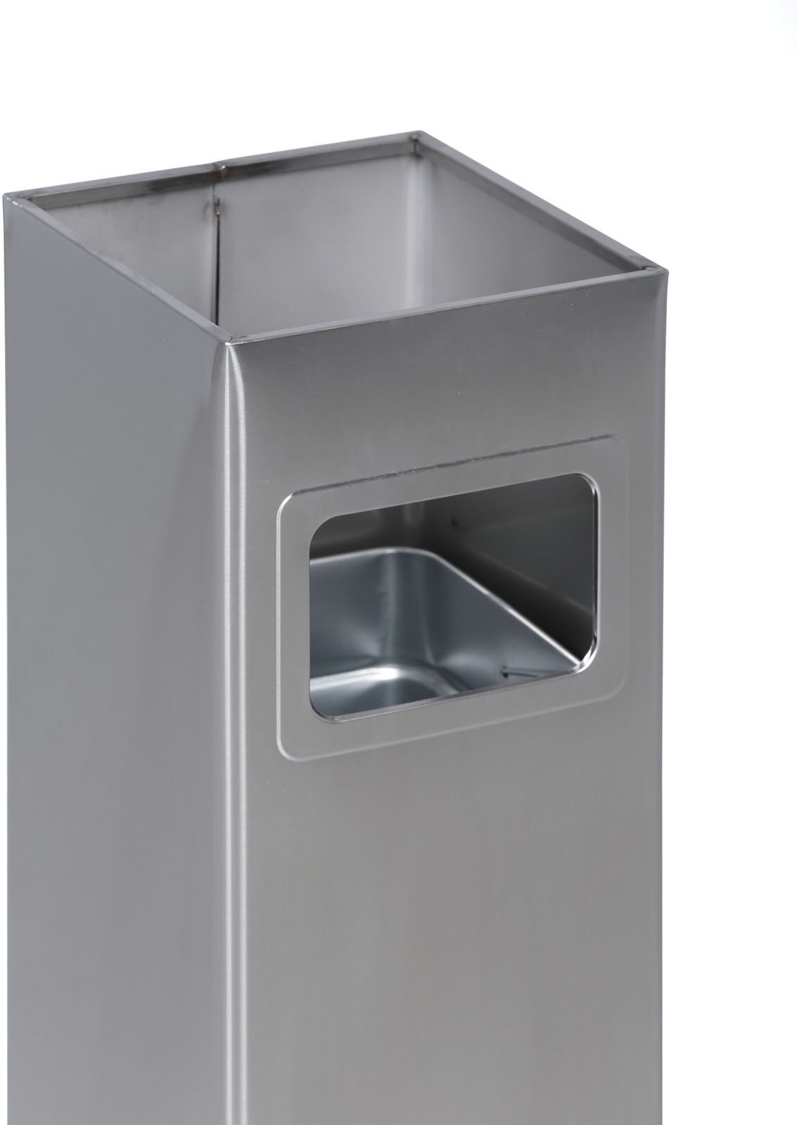 B2B Partner Mülleimer mit Aschenbecher und Innenbehälter für draußen, 11,5 l, Edelstahl