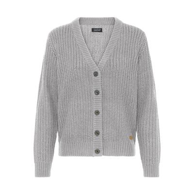 Strickjacke OXMO "Strickjacke OXEdna", Damen, Gr. L, grau (medium grau melange), Obermaterial: 100% Polyacryl PAN., Strickjacken Strickjacke