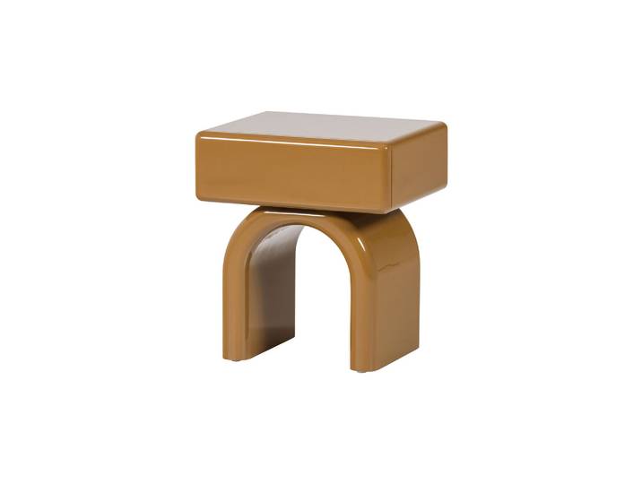 Commode table de chevet brillant MDF jaune miel ZOREL