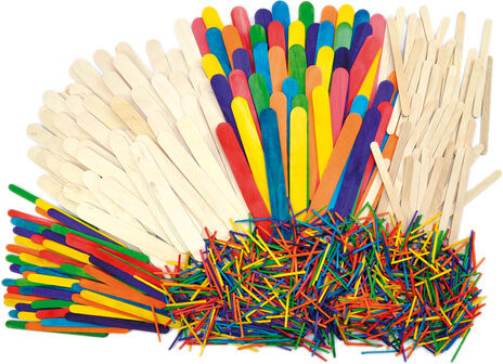Holz-Stäbchen, natur und bunt, 1.200 Teile