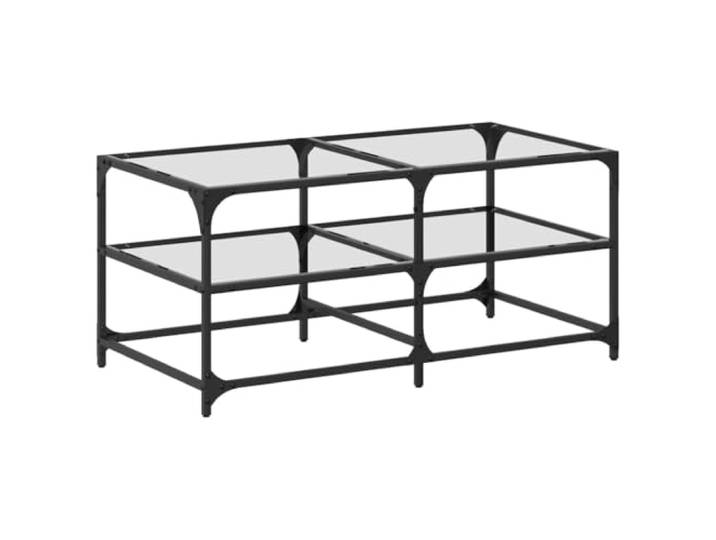 KMVXCVNM Couchtisch Glasplatte Transparent 98,5x50x45 cm Stahl Elegante Ablage für Dekoration und Getränke im Wohnzimmer, pflegeleichte Oberfläche und stabiler Holzwerkstoff-Korpus.