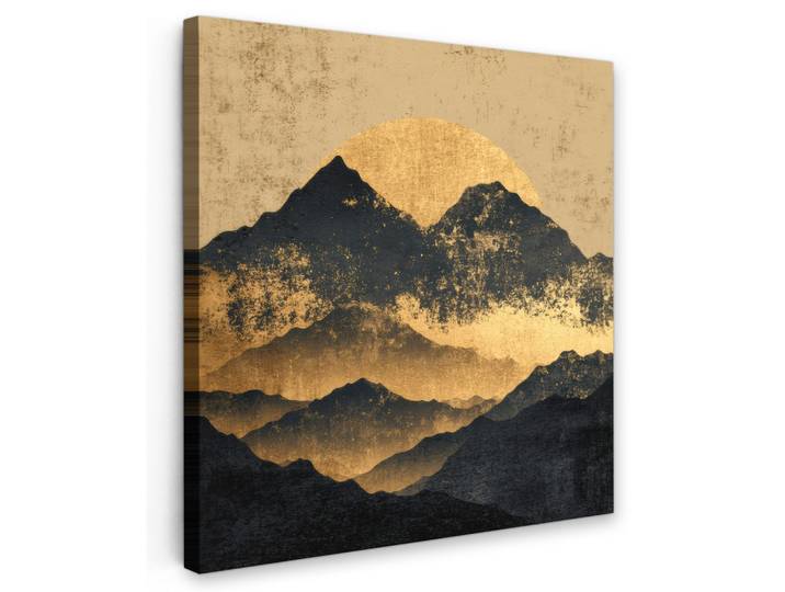 LEINWANDBILD Goldene Berge bei Mondschein Wandbild Wohnzimmer 50x50 cm