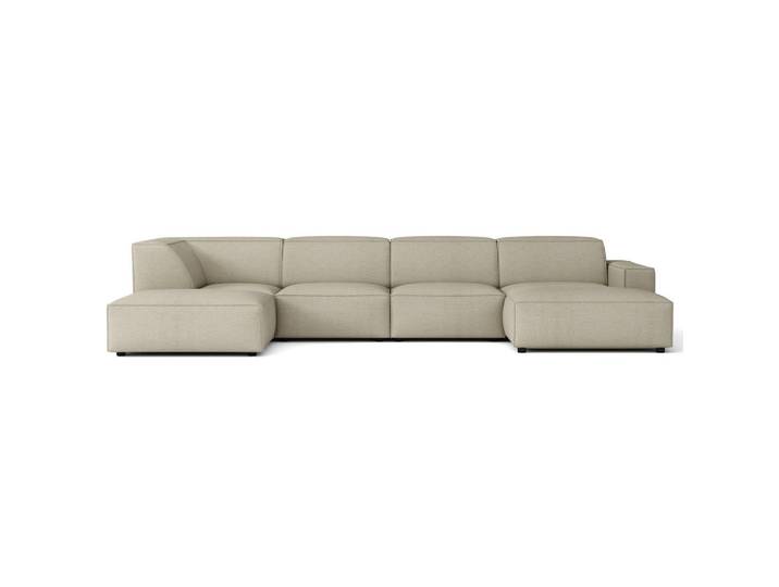 Selsey Wohnlandschaft Sellmo 366 cm, Taupe, Kunststoff, Ottomane links, 370x70x184 cm, Wohnzimmer, Sofas & Couches, Wohnlandschaften, Wohnlandschaften in U-Form