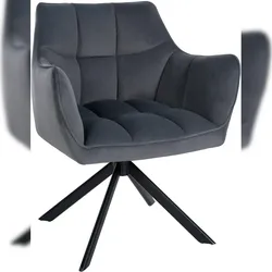DELUKE® Esszimmerstuhl SWING Samt schwarz - 81x67x58cm, dunkelgrau, Samt Metall Gestell Stühle EsszimmerstühleEsstisch Stühle Küchenstuhl