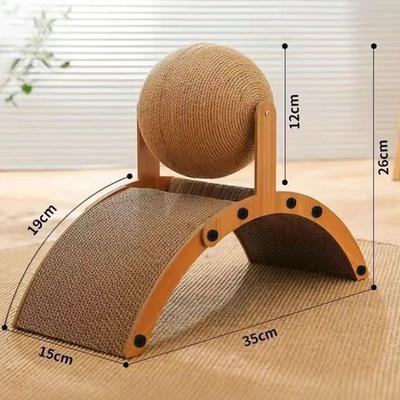 Uplift Picks 2 In 1 Wooden Sisal Cat Scratching Ball And Scratch Post b