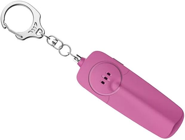 INF Alarme de sécurité personnelle avec lumière LED - Alarme forte de 130dB, alimentée par pile AAA Rose