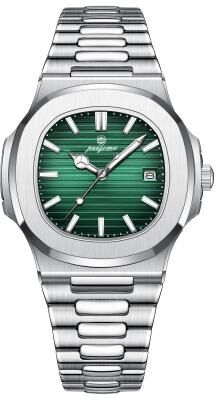 Youfap Market Original Quartz Watch For Men, Trend Men's Watches Classic Fashion, Square Dial Waterproof Luminous Date Wristwatch silver Green