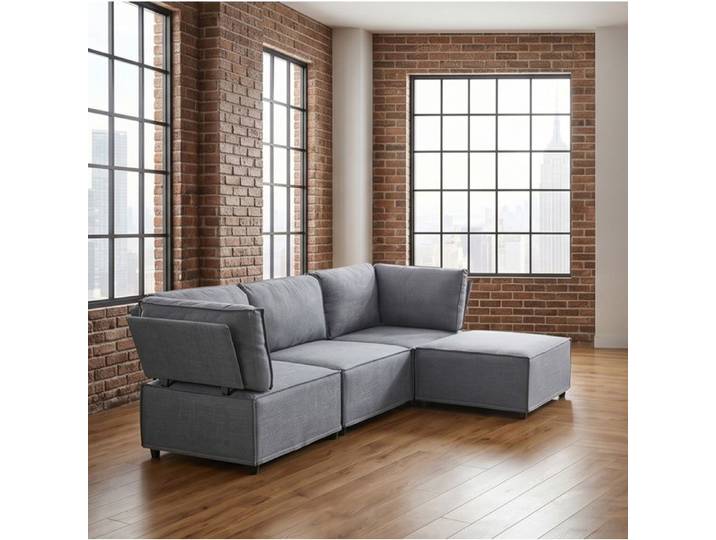 Canape D Angle Modulable Gris Clair Canape Reversible FloraGrace Pour Salon Et Bureau Couchage D Appoint 238x154x75cm