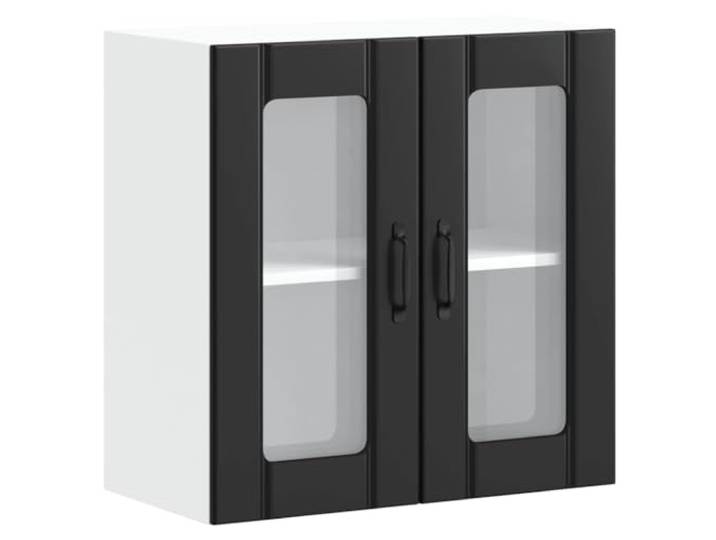 GHVBNMF Küchen-Hängeschrank mit Glastür Lucca 60x31x60 cm Schwarz Stabile Wandmontage spart Bodenfläche in Küche und Speisekammer. Transparente Glasfronten für schnellen Überblick.