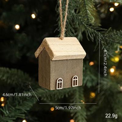 Uplift Picks Wooden Christmas House Ornament Rustic Tree Hanging Holiday Decor b