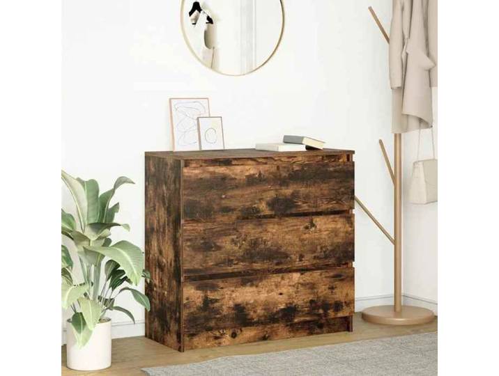 Buffet chêne fumé 80x35x76 cm bois d'ingénierie meuble de rangement meuble de rangement de cuisine meuble de 861737