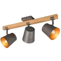 Trio, Deckenstrahler, 3er Spot Holz-Deko met/ni/ antik gold 801900367, 801900367 (E14)