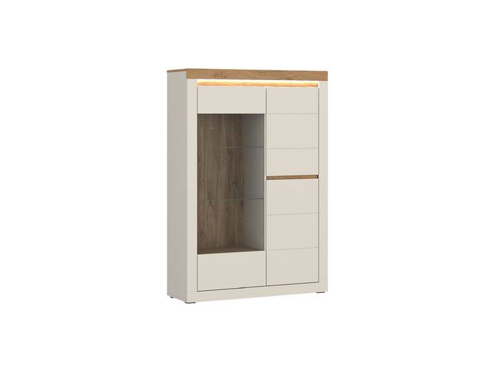Vitrine mit Beleuchtung Beige-Kaschmir - Eiche - 104 cm - NAXXAR
