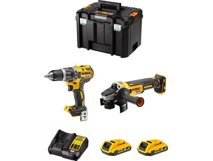 Kit DeWALT DWK208 (DCD796 + DCG405 + 2 x 2.0 Ah + DCB107 + TSTAK VI)