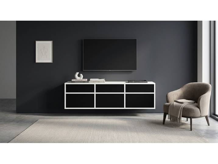 Maßgefertigtes Lowboard hängend MDF Beschichtet MDF Weiß matt
