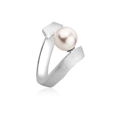 Perlenring NENALINA "Synthetische Perle 925 Silber" Gr. 54, silber, Fingerringe, Damen, 54mm, ohne Stein, Silber 925 (Sterlingsilber), 4mm, Perlenring