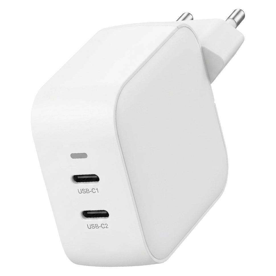 Nedis Netzladegerät | 45 W | GaN | PD3.0 | Schnellladefunktion | 2.25 A / 3.0 A | Anzahl der Ausgäng (45 W, 2 Ports) (WGCHA45WWT)