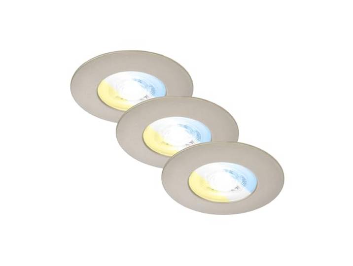 BRILONER – 3er Set LED Einbaustrahler 230V, LED Strahler Badezimmer IP44, Deckenstrahler, Spots, Deckenspots, Lichtfarbe einstellbar, Matt-Nickel