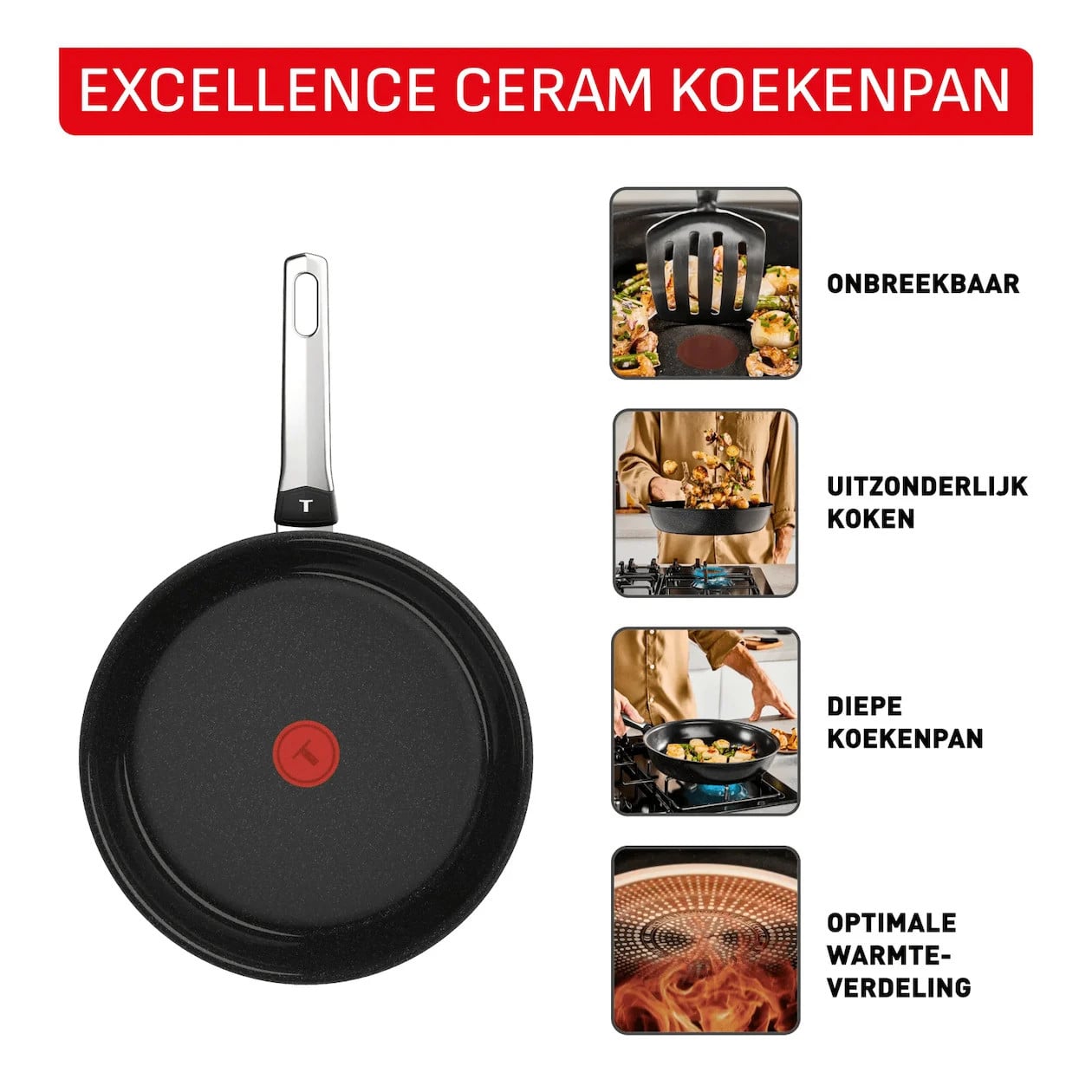 Tefal Excellence Ceramic Koekenpan 24 cm Zwart