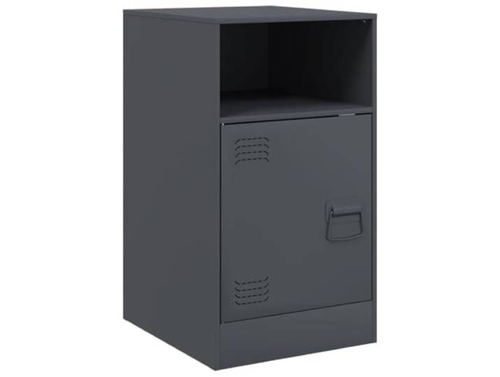 KUTYWEXFM Nachttisch Anthrazit 34,5x39x62 cm Stahl Beistelltisch Kompakter Schrank aus Stahlelementen für Ihr Schlafzimmer mit praktischer Tür und Ablagefach.