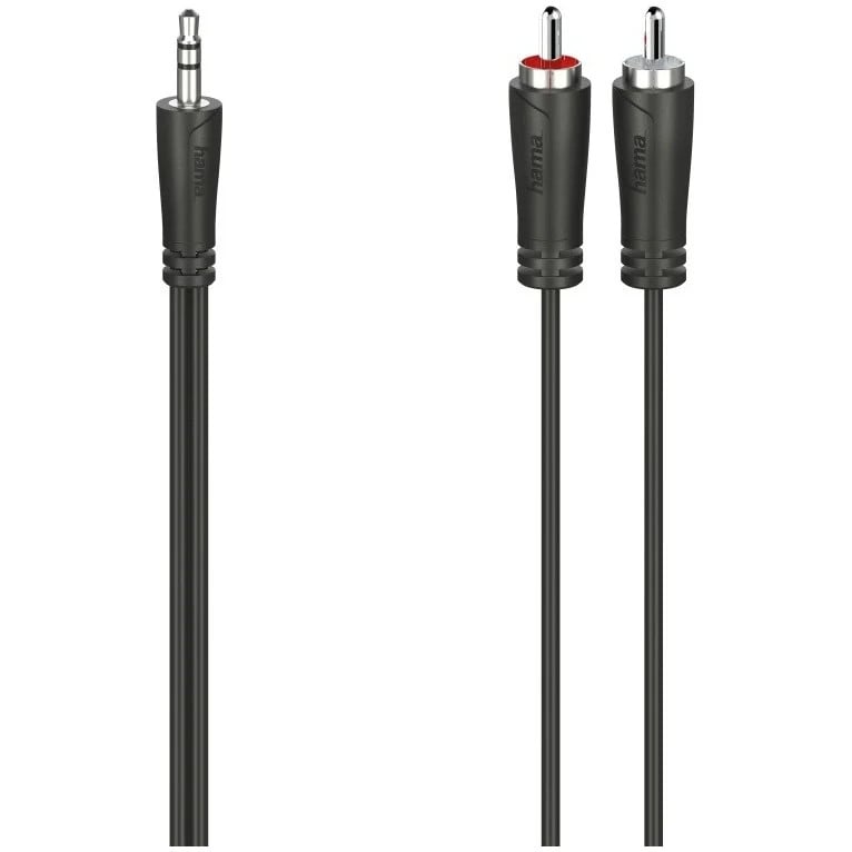 Hama Audiokabel met 3,5 mm jackstekker naar 2 cinch-stekkers, stereo, Zwart, 1,5 m