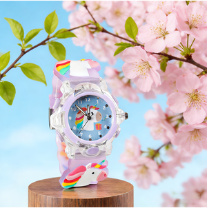 Fusion Finds Glow Time Unicorn Watch For Girls Light Up Kids Quartz Cartoon Wrist Watch purple