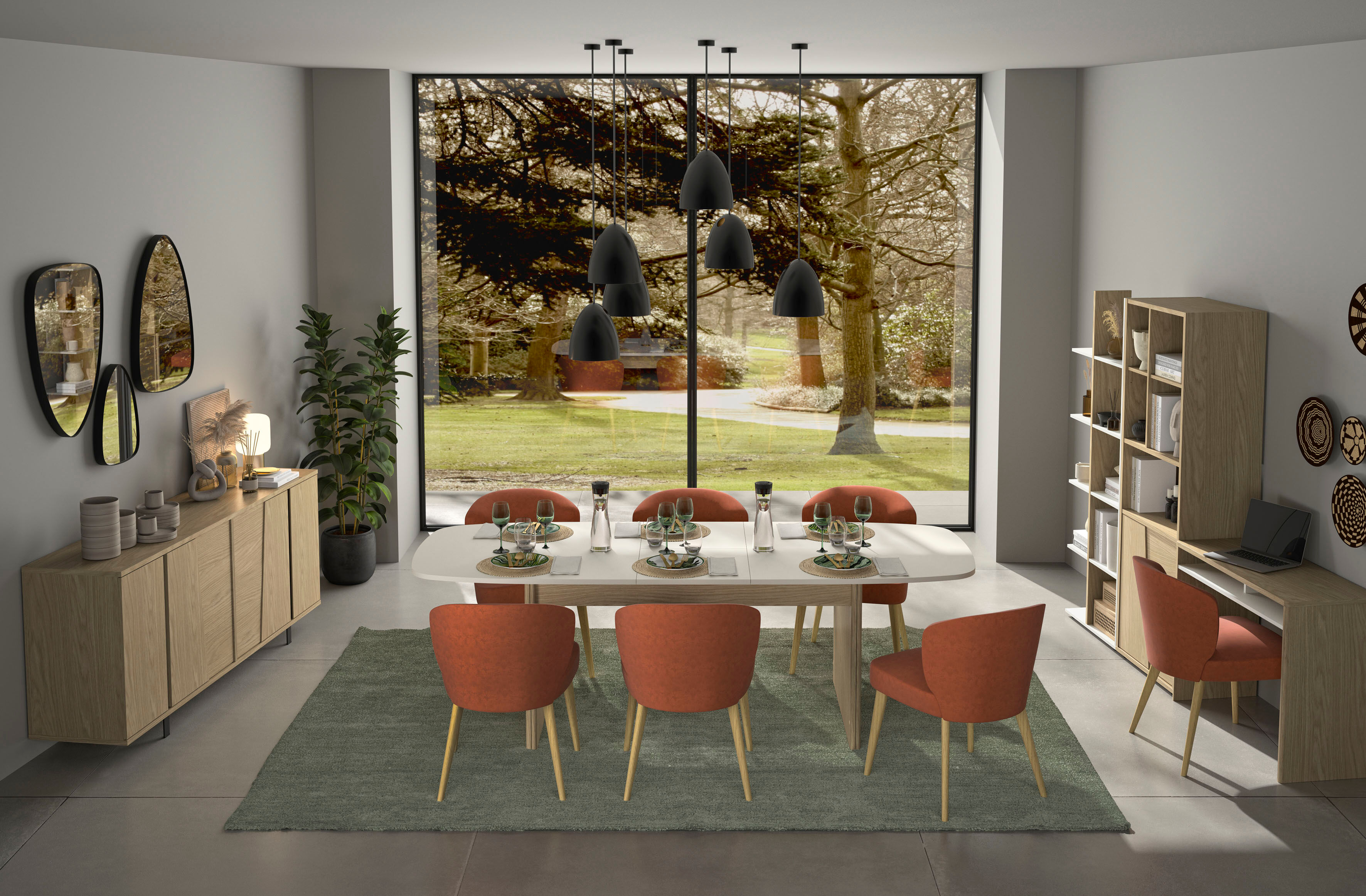 Esstisch GAMI "SOLENA", weiss (eiche rookwood nachbildung, mineral gravity, eiche rookwood nachbildung, mineral gravity, mineral gravity), B:200cm H:78cm T:100cm, Tische, Esstisch, Ausziehtisch eiche rookwood nachbildung, mineral gravity, eiche rookwood n